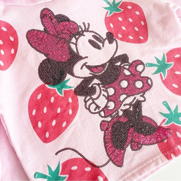 Disney Minnie Mouse Strawberry Sequin Hoodie Sweatshirt Pullover Size 6/6x - Picture 4 of 9